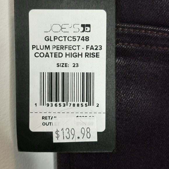Joe's Jeans High Rise Skinny Ankle Jeans 23 Plum Coated Metallic Stretch Purple - Picture 8 of 12